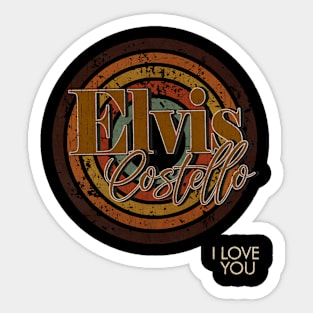 Elvis Costello i ove you vintage design on top Sticker